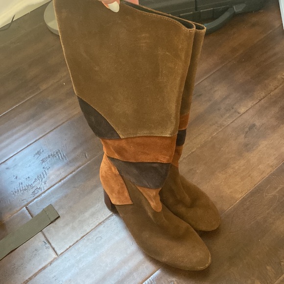 Patchwork Leather Knee High Boots - Picture 6 of 6